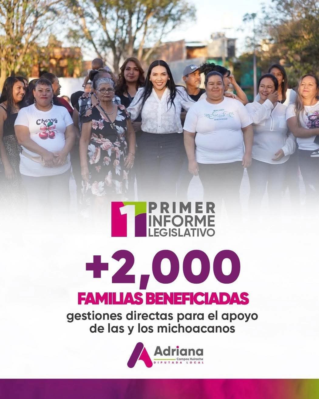 Adriana Campos Huirache cumple y beneficia a más de 2 mil familias en su primer año legislativo