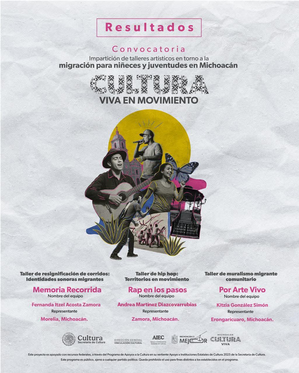 Anuncia Secum ganadores de la convocatoria “Cultura Viva en Movimiento”