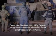 En Plan Paricutín, SSP y Defensa aseguran vehículos blindados y ametralladora en Los Reyes