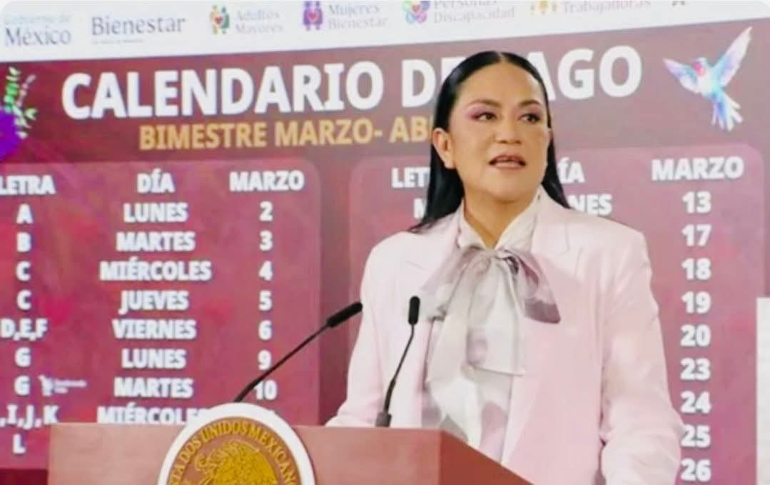 Ariadna Montiel presenta calendario para pagos del segundo bimestre de las pensiones del Bienestar