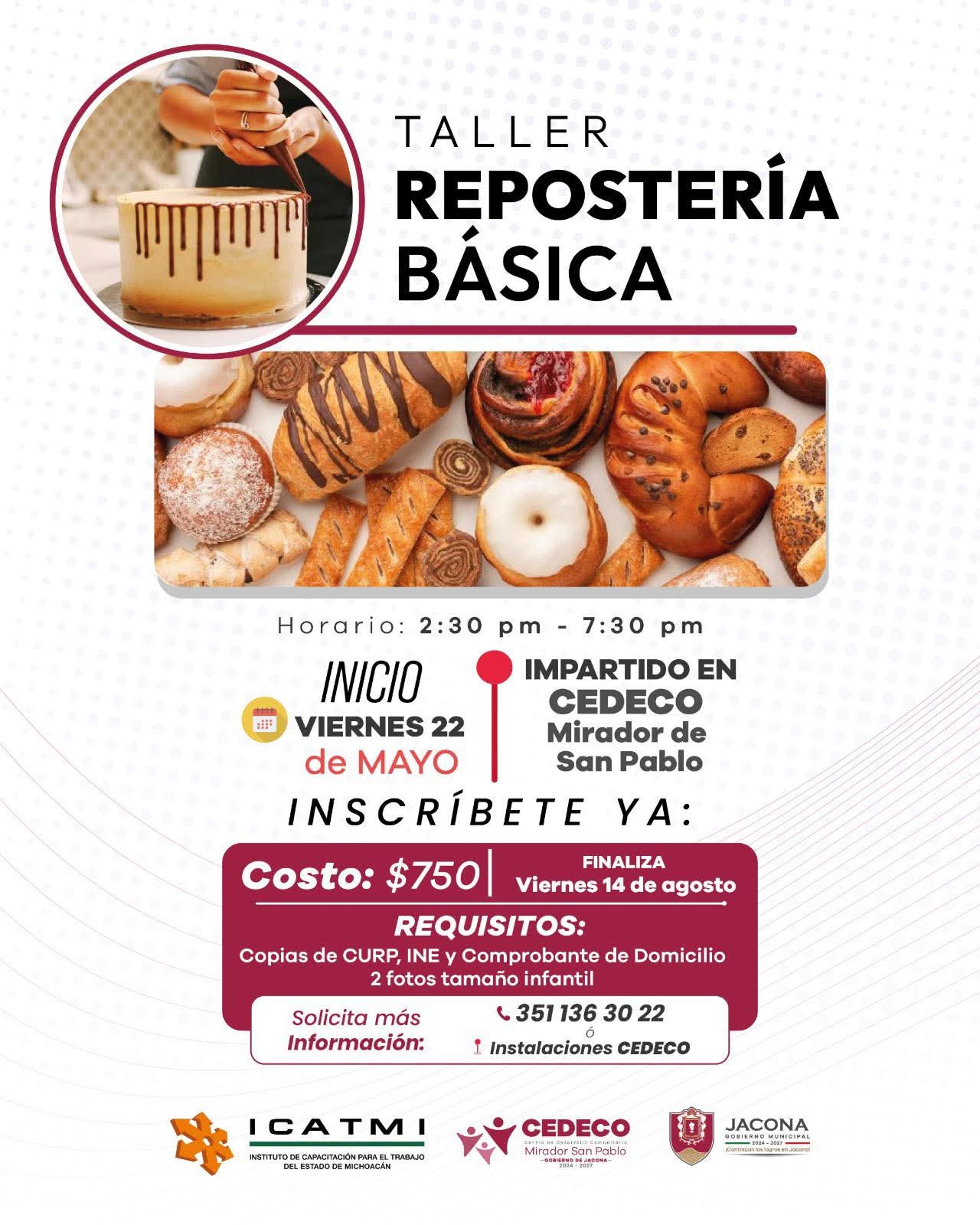 Invitan en Jacona a taller de Repostería Básica para impulsar el autoempleo