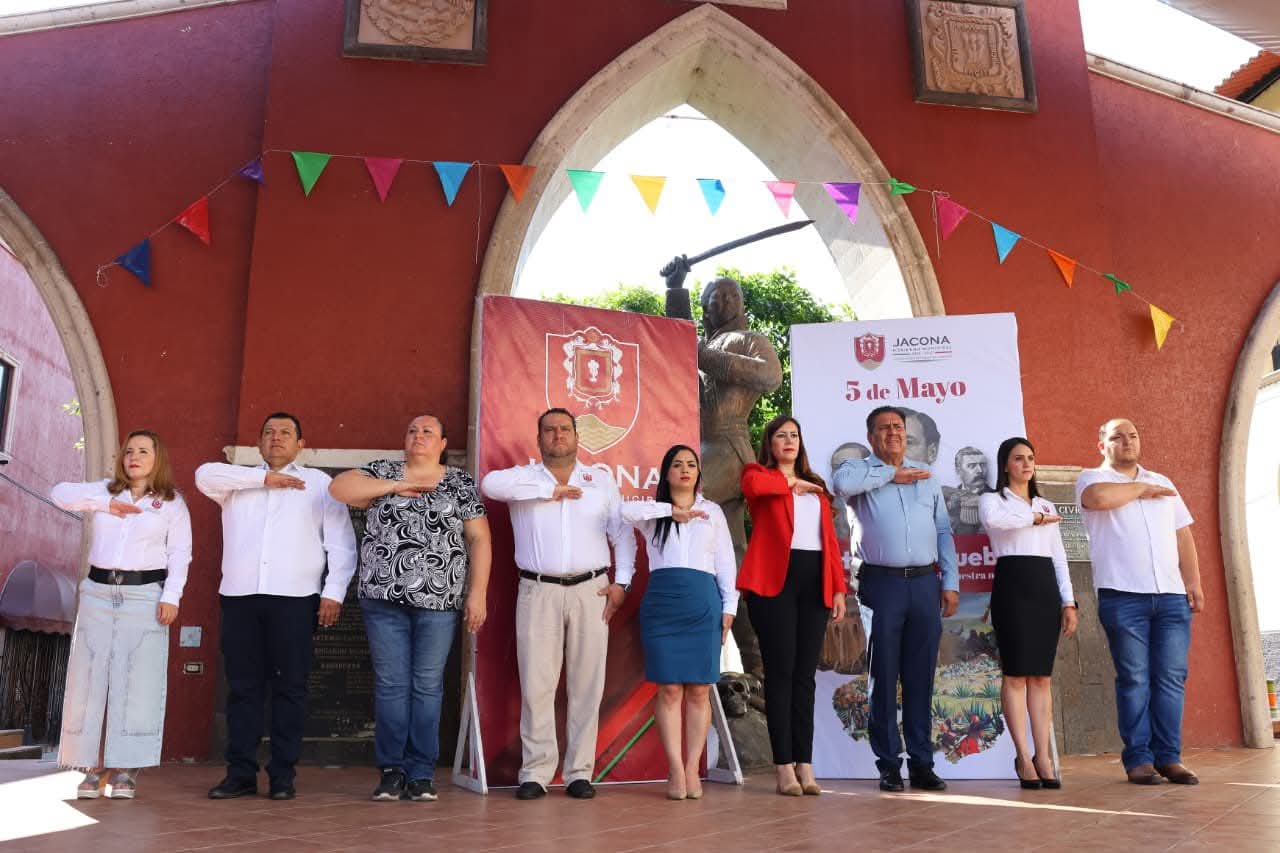 Conmemoran en Jacona el 164º Aniversario de la Batalla de Puebla con acto cívico y participación estudiantil