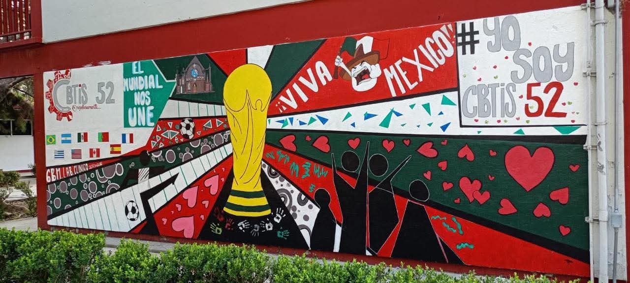 Estudiantes del CBTis 52 realizan mural del Mundial 2026 y reciben reconocimiento oficial