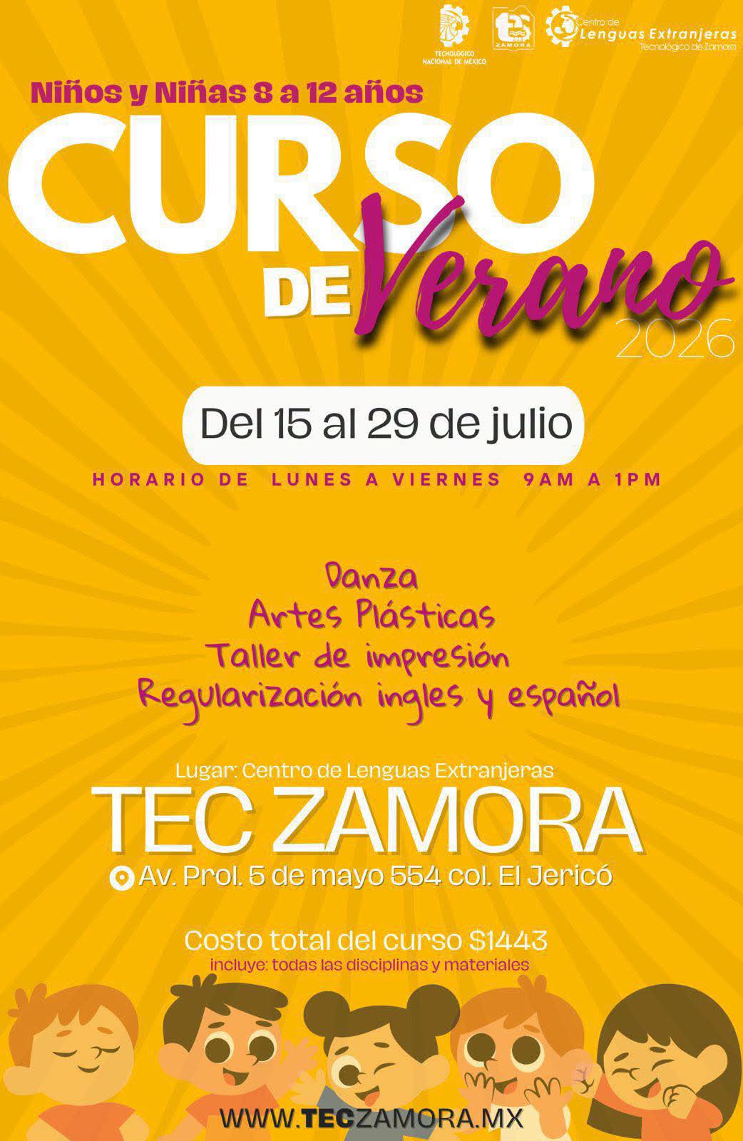 Presenta el CELE del Tecnológico de Zamora su primer Curso de Verano con actividades artísticas y aprendizaje de idiomas