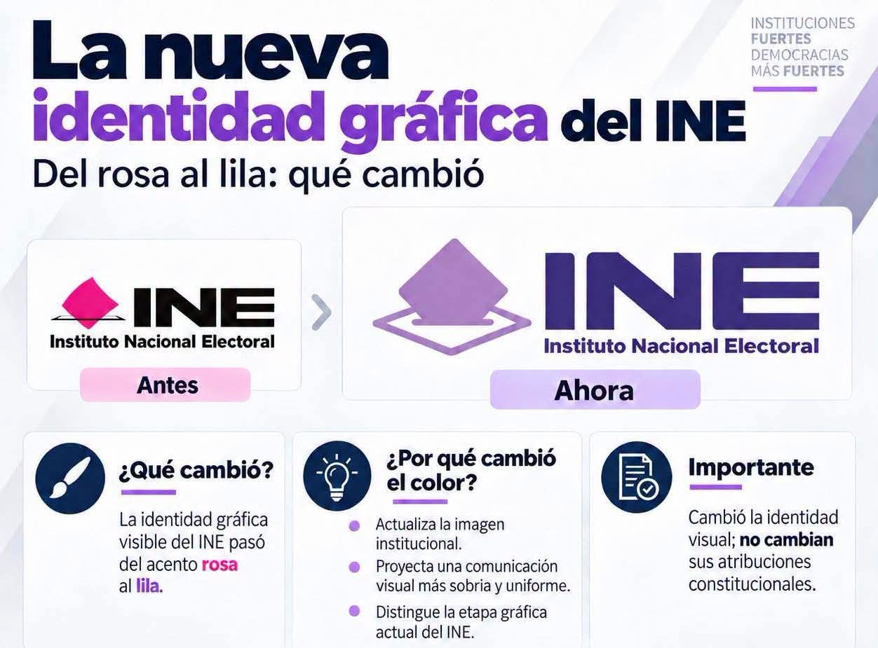 INE cambia de rosa a lila: estrena nueva identidad gráfica institucional
